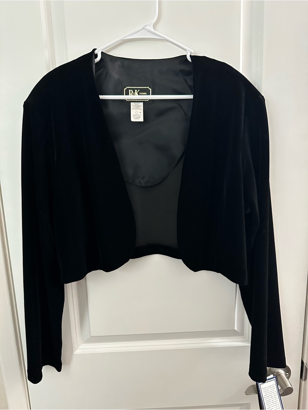 R&K Black Velvet Cropped Bolero Jacket